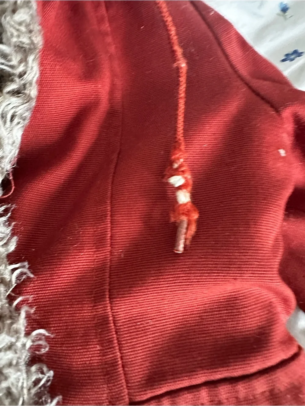 VTG 60s Kids Rainbow faux fur Lined Red canvas Hooded Parka Winter jacket.